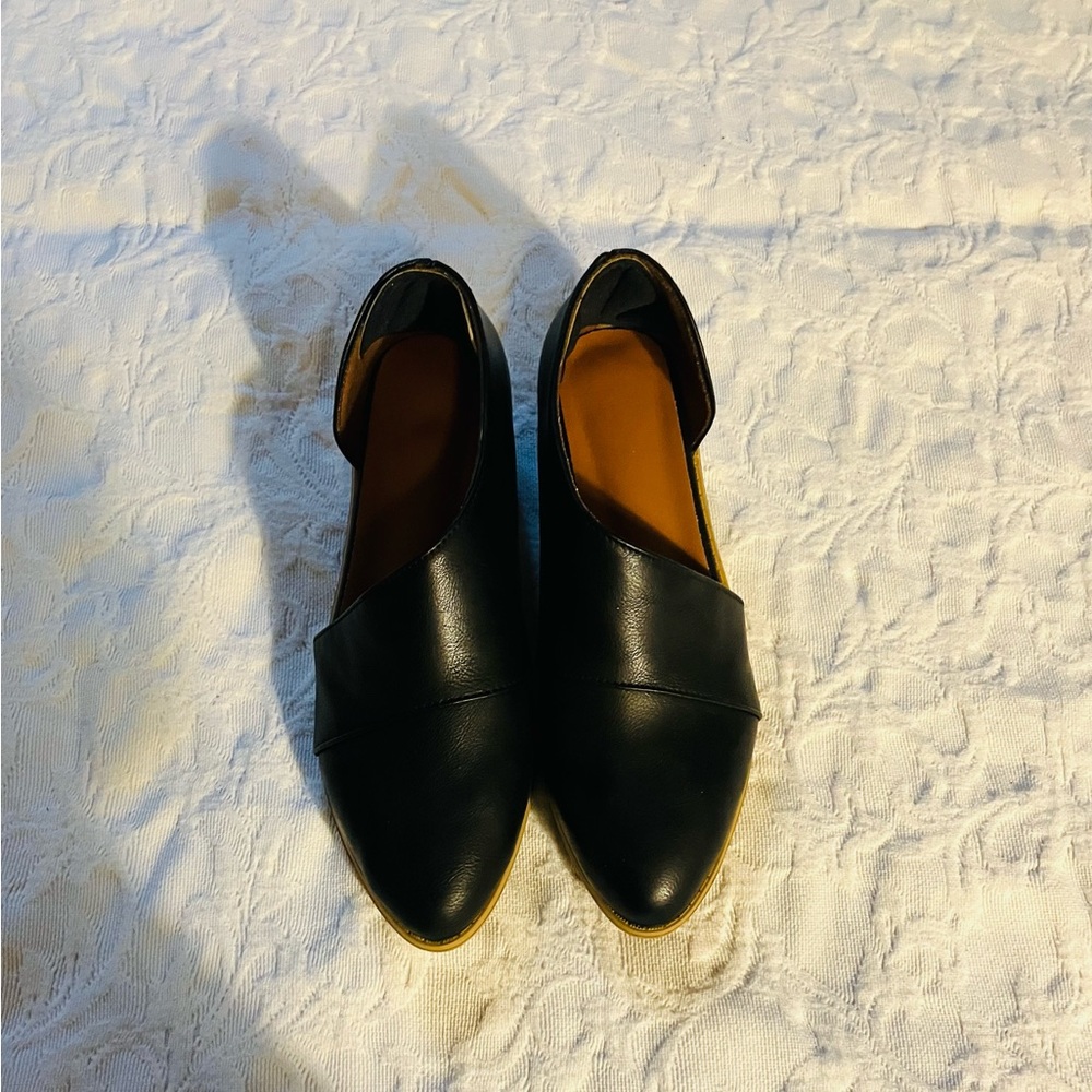 Black Leather Slip-On Shoes